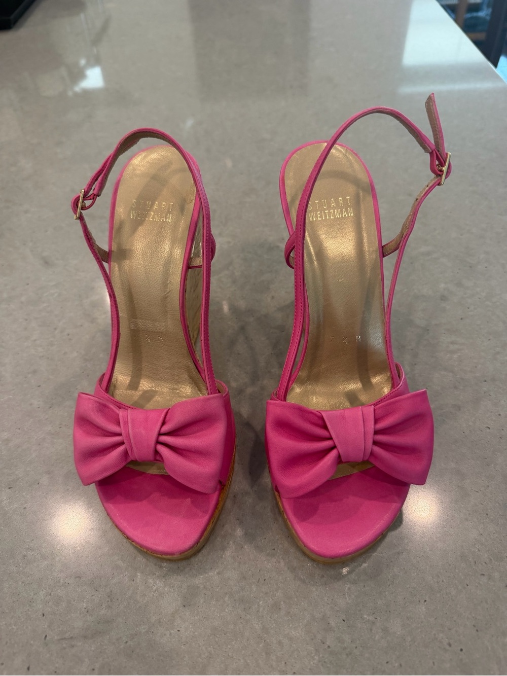 Stuart Weitzman Hot Pink Bow Slingback Heels